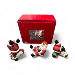 Fitz & Floyd Tumbling Santas Handpainted LOT OF 3 Vintage